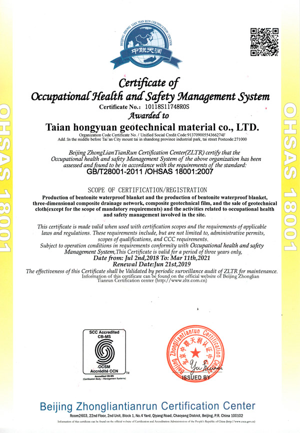 Occupational health and safety management system certification